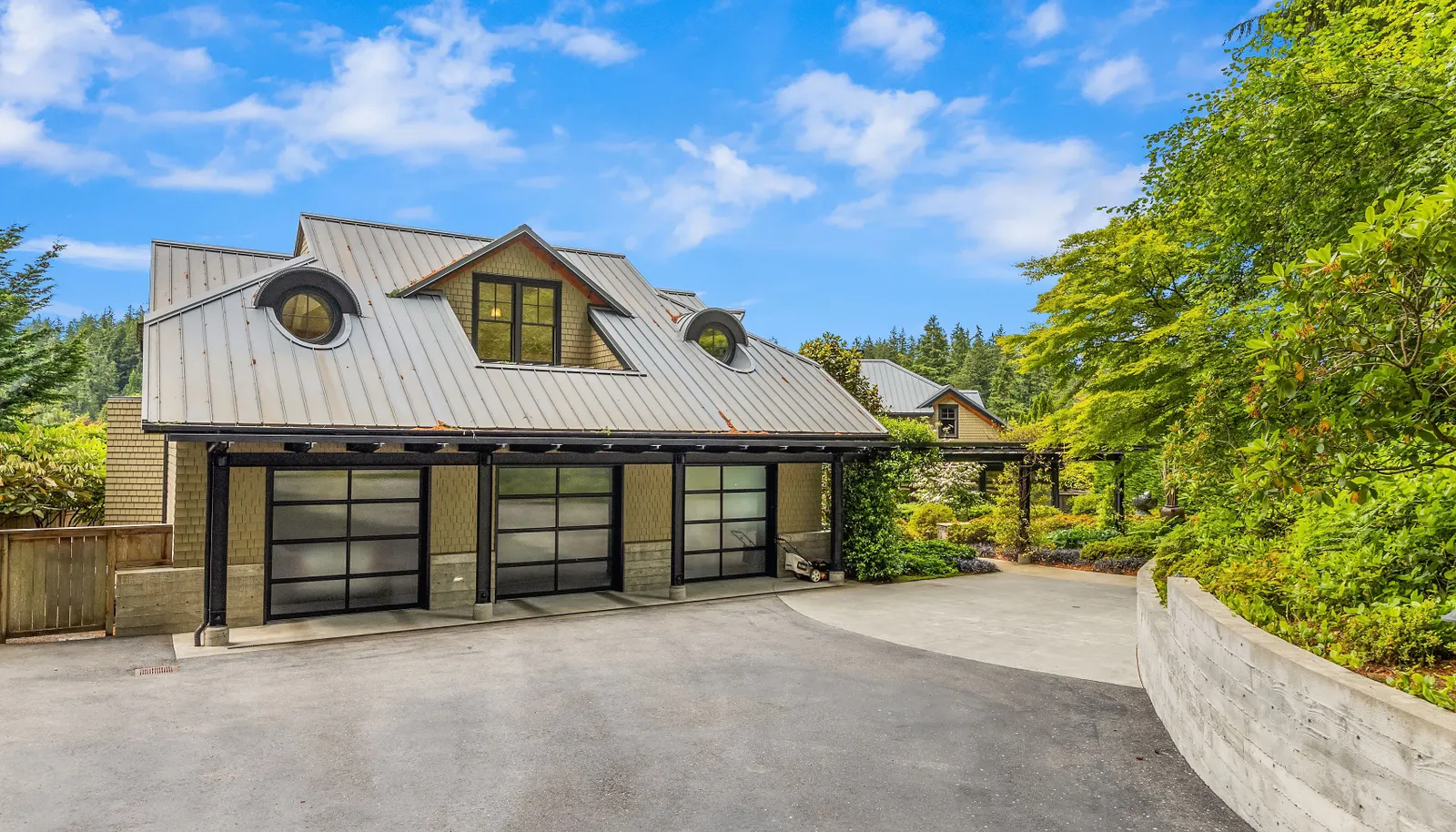 The three car detached garage provides plenty of parking and storage