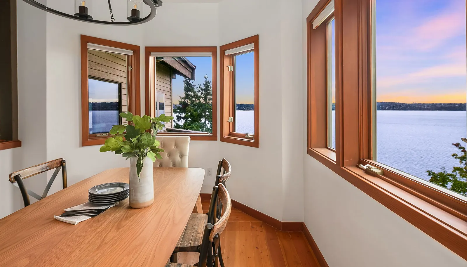 Dining room adjoins great room living and kitchen.