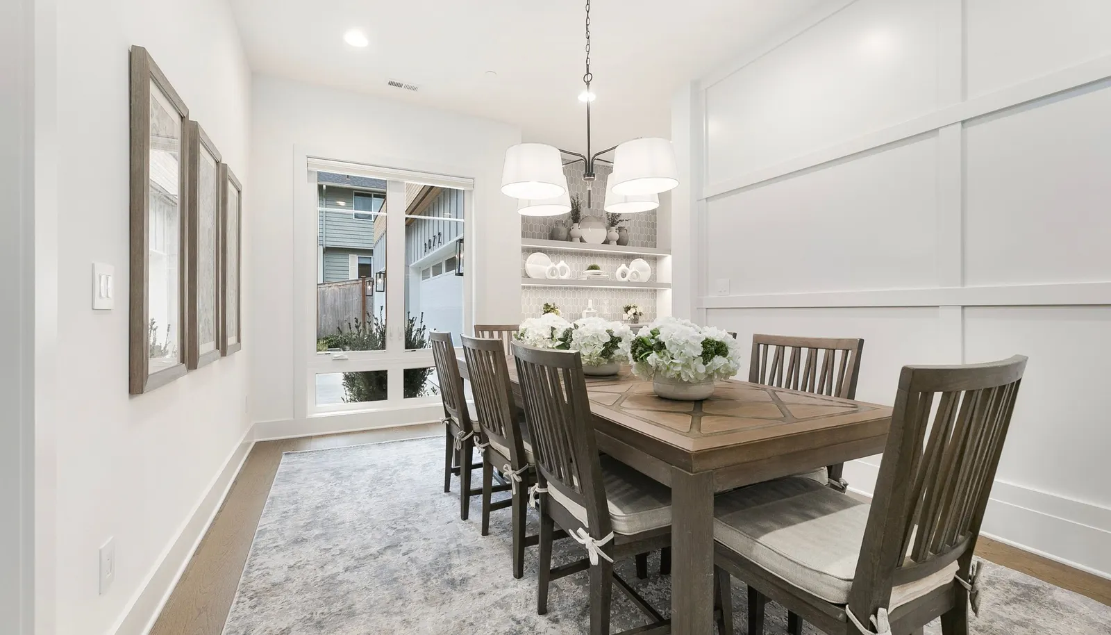 Dining Area with Decorative lighting.