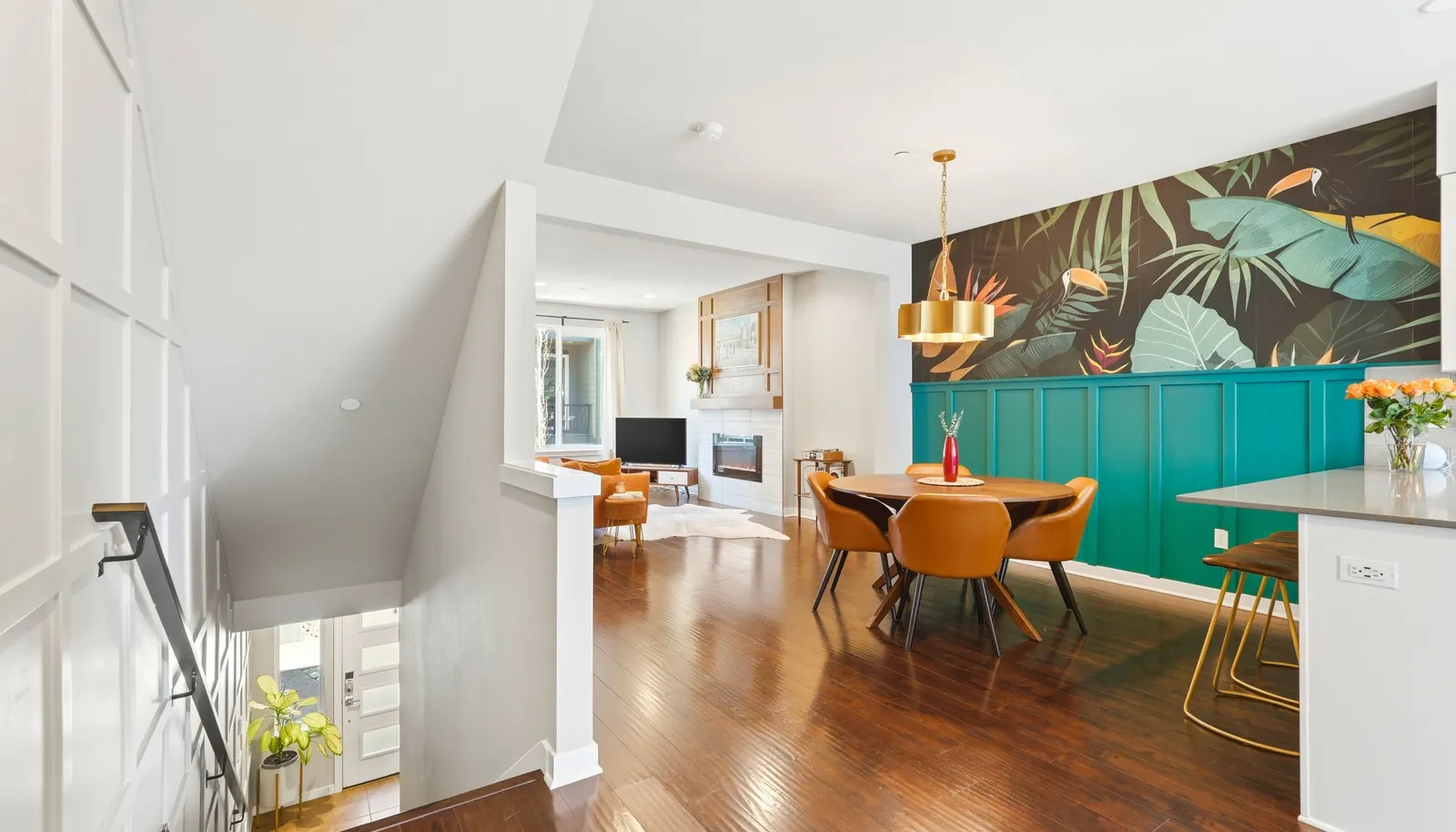 Custom accent walls and designer finishes elevate everyday living.