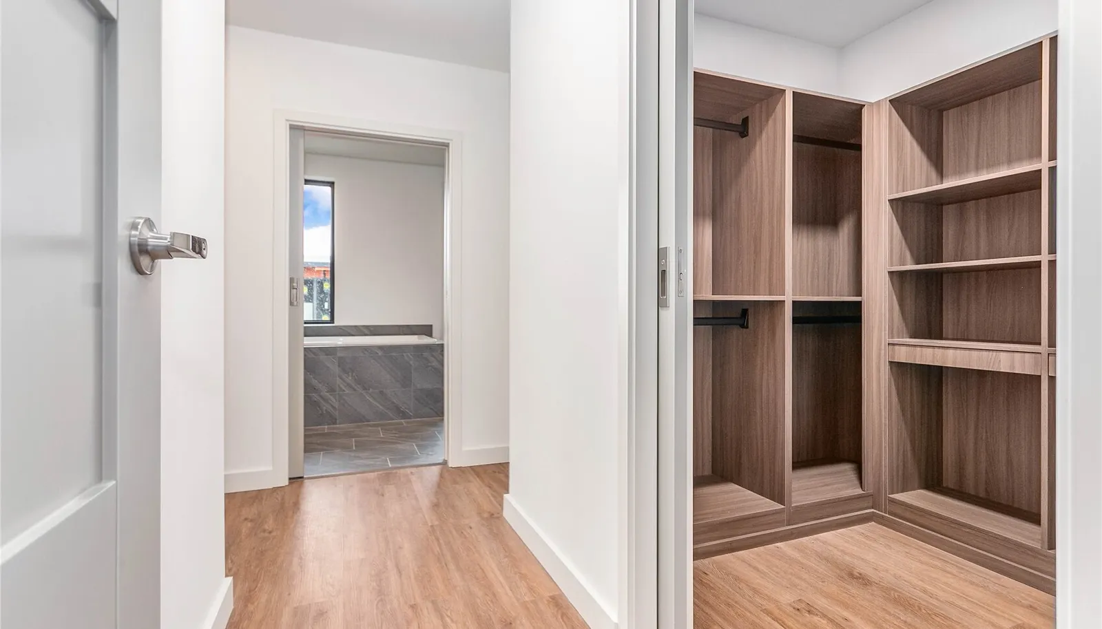 Showroom Secondary Bedroom. Finishes vary by unit. Furniture not included in sale.
