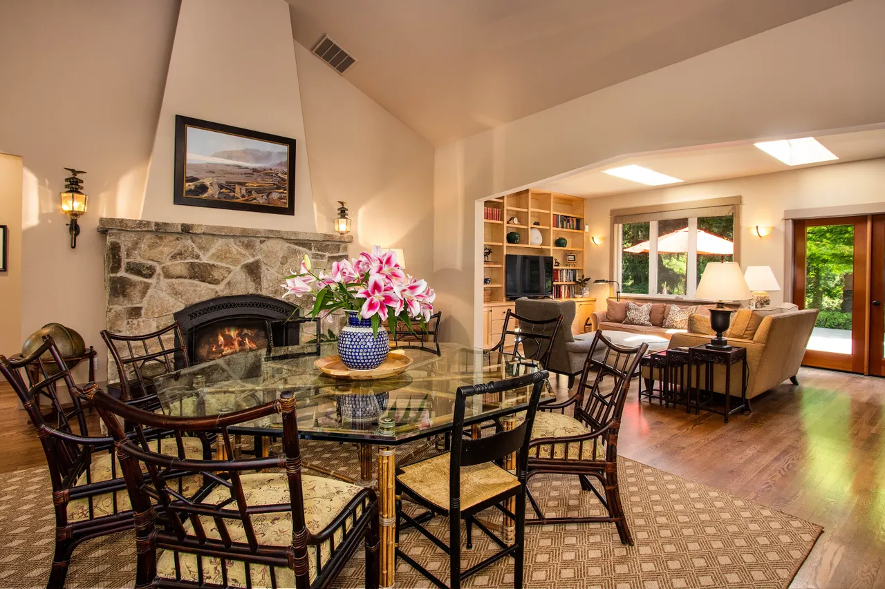 The open floor plan allows for flexible entertaining while still feeling comfortable and cozy.