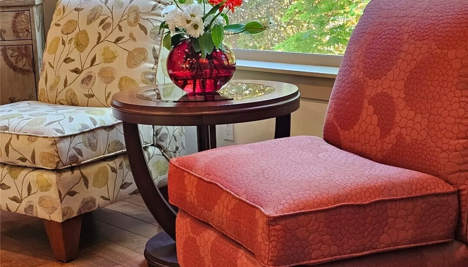 enjoy the custom fireplace while sitting in the spacious living room