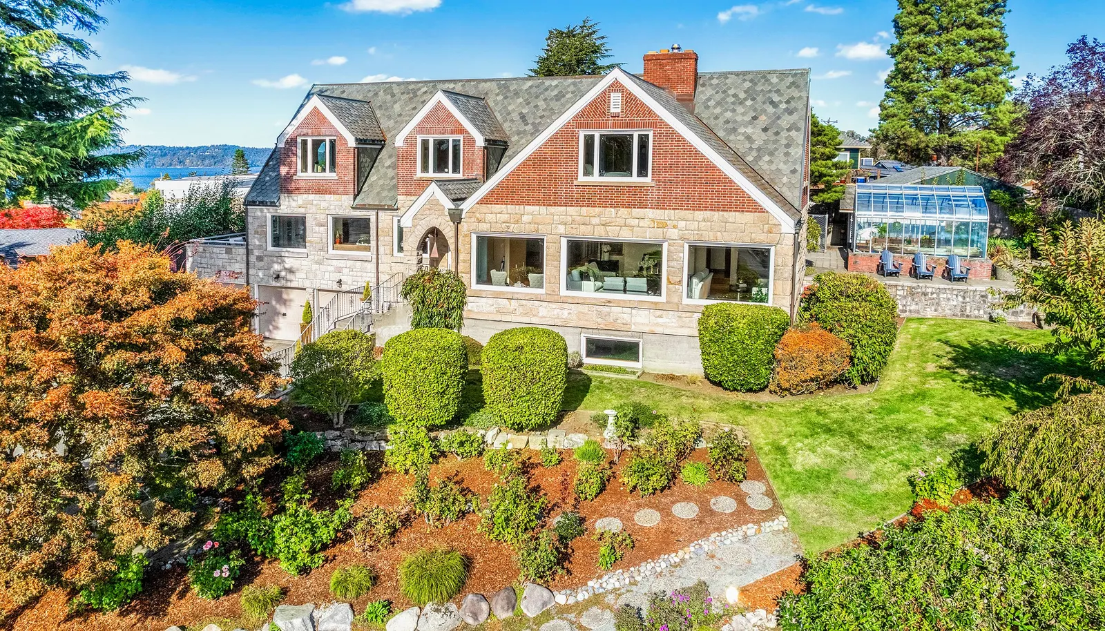 Front of house is west-facing to the Olympics, Commencement Bay and in the distance the Tacoma Dome. Front of house is west-facing to the Olympics, Commencement Bay and in the distance the Tacoma Dome.