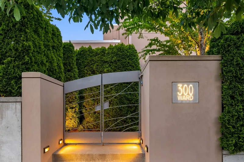 Completely enclosed for privacy & security. This is the beautiful gate that will greet you as you enter on Ward Street. Love the backlit address plate. You can "buzz" your guests in from inside the the home or, there is a front-door webcam that is available via a mobile phone app. This home was completed in 2002 by Schultz Miller. An fun fact is that this location was selected the Asa Mercer (1839-1917) to build a home on for his daughters. Mercer was the first president of the University of Washington and a member of the Washington State Senate. A little bit of history is always interesting!