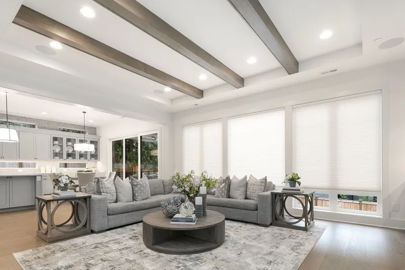 Automatic Designer Shades in Great Room.