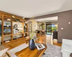 Living room, dining room, open to the sunny back yard. Living room, dining room, open to the sunny back yard.