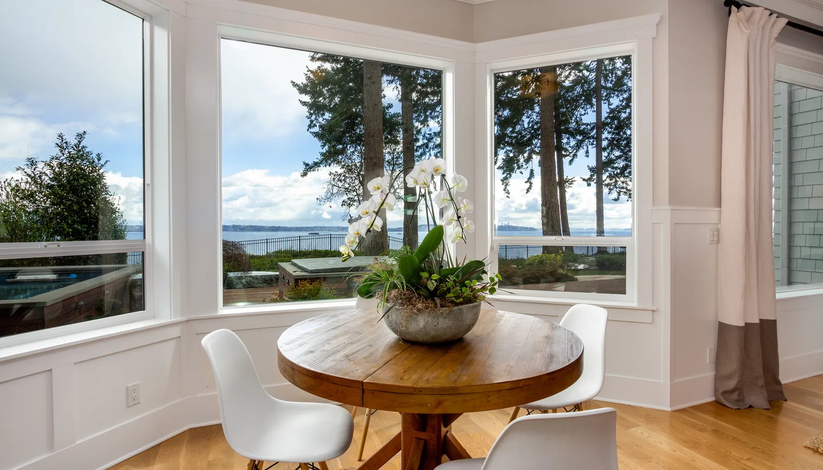 Breakfast with a view. Then off to the outside patio for a dip in your hot tub or exercise in your swim spa.