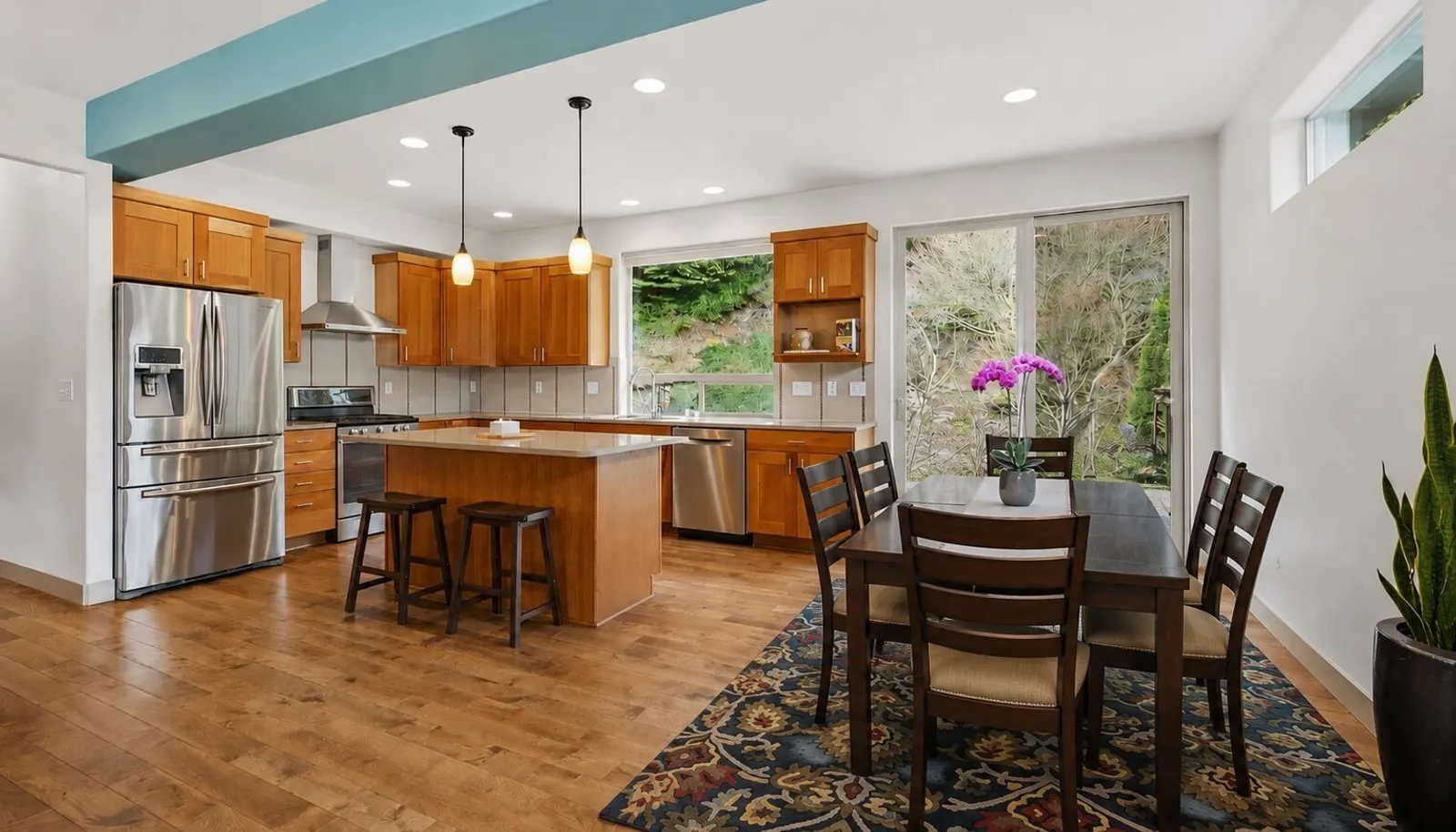 enjoy the spacious and open kitchen and dining area