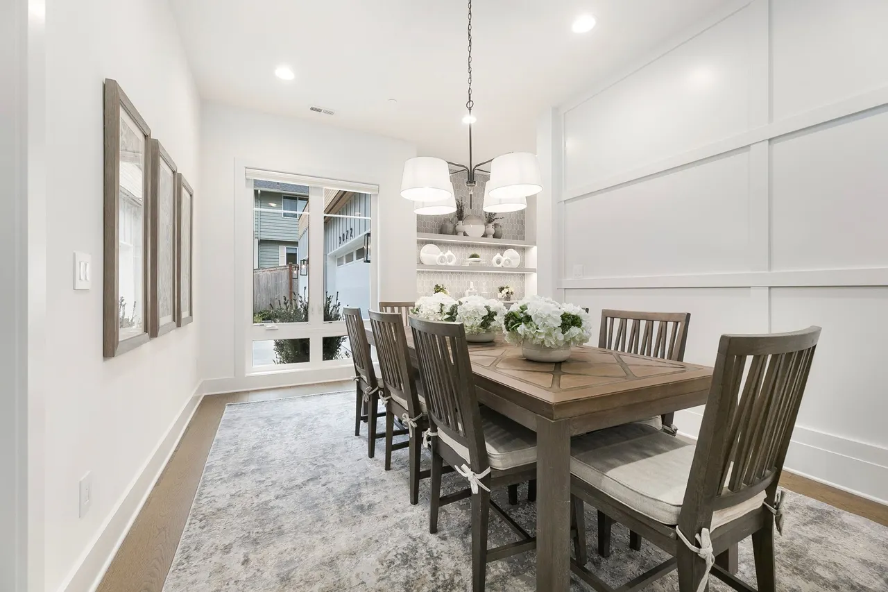Dining Area with Decorative lighting.