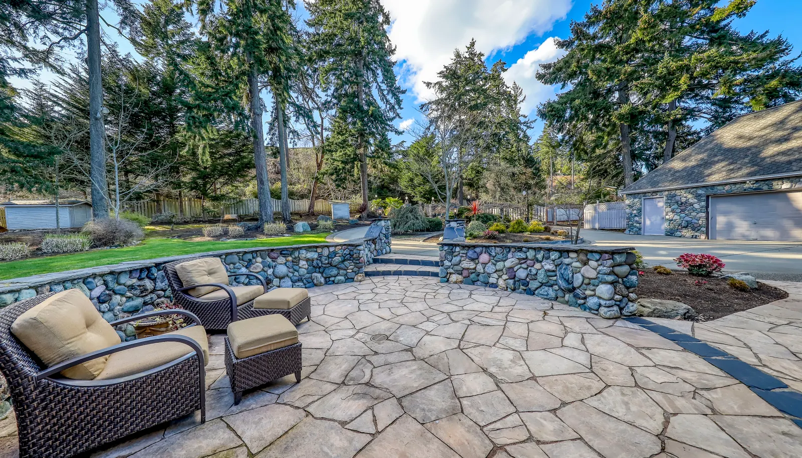 Beautiful shot looking back at the gated and fully fenced front yard.. notice the privacy and usability this property has to off