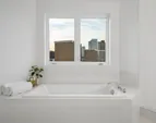 A gorgeous Kohler soaking tub awaits you for that ultimate evening relaxation.