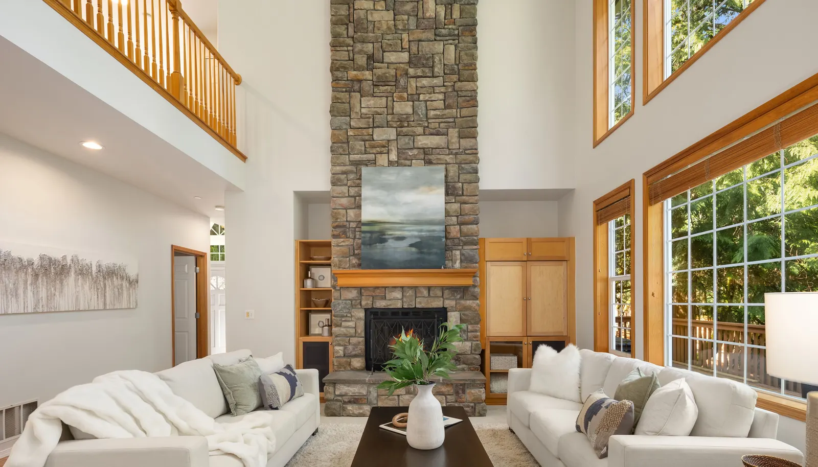 Soaring vaulted ceilings in the family room.