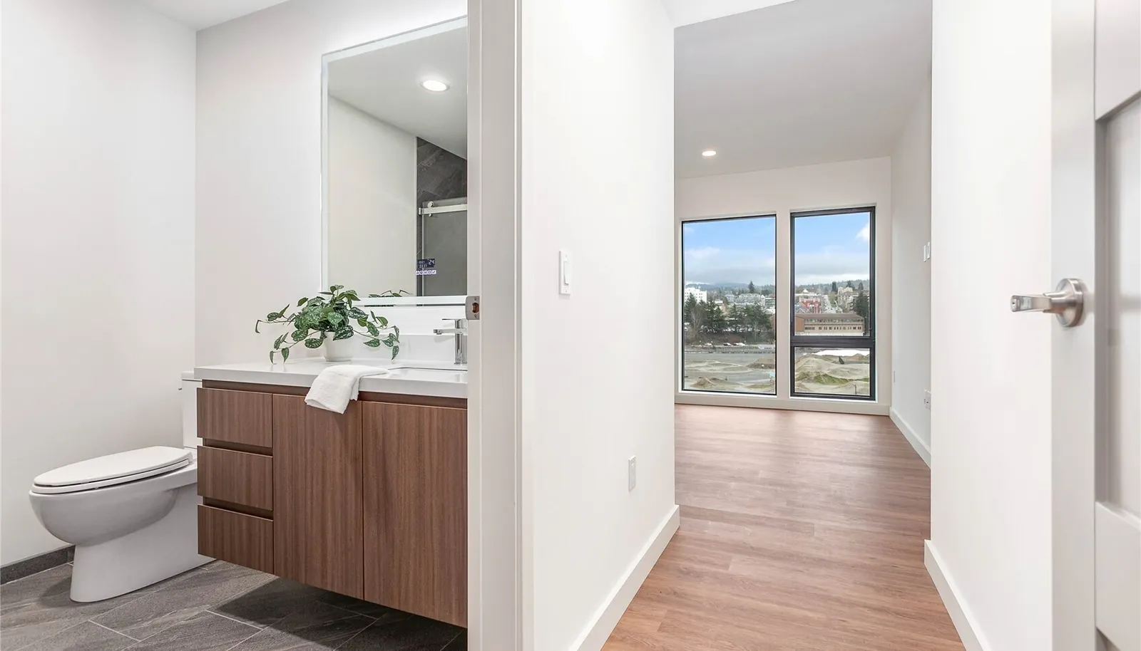 3/4 bathroom attached to third bedroom.
