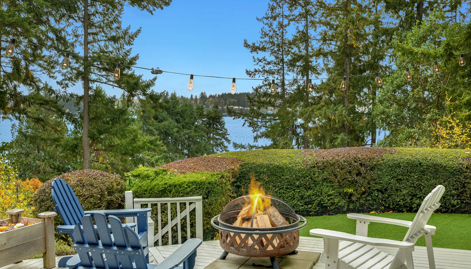 The back deck is a beautiful place to relax and take in the beauty of the view and PNW
