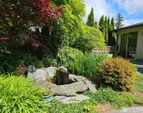 Enjoy the serene water feature while relaxing