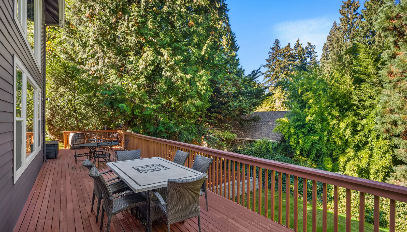 Deck is perfect for large gatherings.