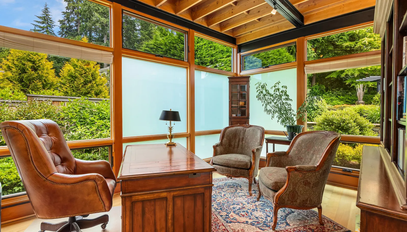 This space makes an ideal home office or reading room